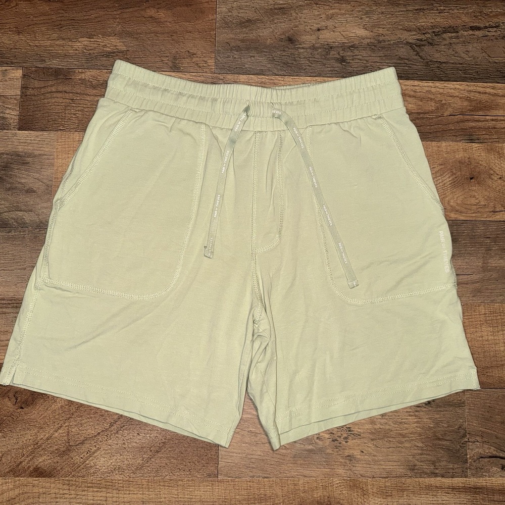 Pair of Thieves Women's Jersey Shorts Green Elastic‎ Waist Drawstring Size Small